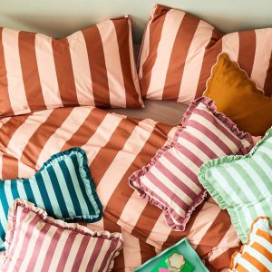Livia 100% Cotton Tonal Stripe Duvet Cover & Pillowcase Set - Pink