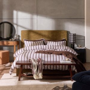 Noa 100% Cotton Stripe Duvet Cover & Pillowcase Set - Chocolate