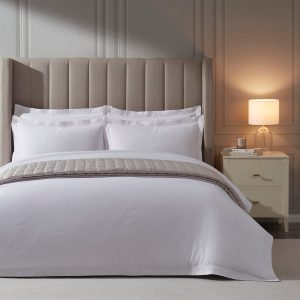 Regent Embroidered 100% Cotton Duvet Cover 400 Thread Count - White