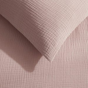 Santorini Muslin Duvet Cover & Pillowcase Set - Blush Pink