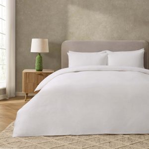 Cooling Cotton 180 Thread Count Duvet Cover, Pillowcase & Fitted Sheet Set - White