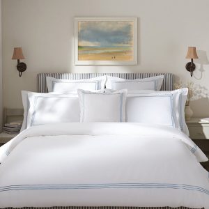Belvedere Royal Blue Cord Embroidered 300 Thread Count Cotton Percale Duvet Set