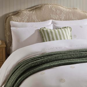 Emily 100% Cotton Broderie Anglaise Duvet Cover & Pillowcase Set - White