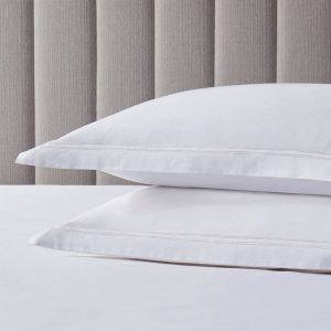 Regent Embroidered 100% Cotton Pair of Oxford Pillowcases 400 Thread Count - White