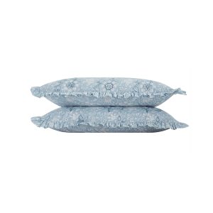 Jaipur Serenity Sky Blue Ruffle 210 Thread Count Cotton Percale Pillowcases - Pair
