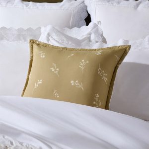 Chloe Reversible Quilted Floral & Foulard Print Cushion Cover - Olive