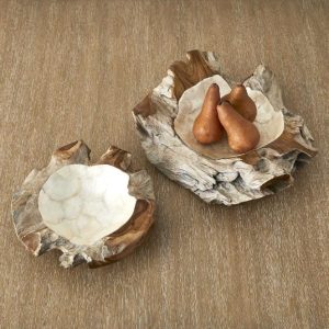 Pearl Basin, Wooden Bowls Set of 2
