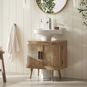 Izzy Curved Rattan Undersink Unit, Natural