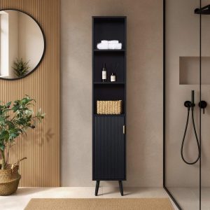 Hattie Tall Bathroom Storage Cabinet - Black