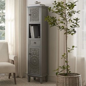 Chantilly Mid Grey Carved Bathroom Tallboy Cabinet