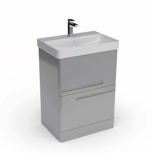 Whisper 600 Floor Standing 2 Drawer Vanity Unit with Basin - White or Grey