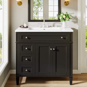 Modern Bathroom Vanity, 36" Bathroom Sink Vanity Cabinet with 3 Drawers