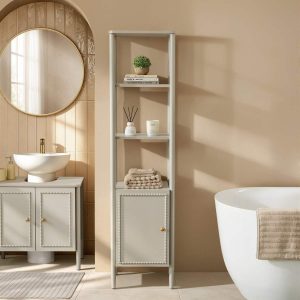 Posy Tall Bathroom Storage Cabinet - Taupe
