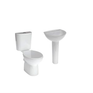 Kontrax Value 4 Piece Bathroom Suite Rimless Toilet Basin Pedestal