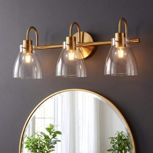 Bathroom Light Fixtures, 3-Light Vanity Lights with Clear Glass Shade