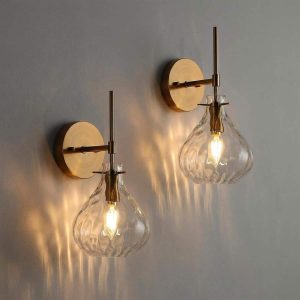 Wall Sconce Set of 2, Bathroom Vanity Wall Lamp with Clear Glass Shade