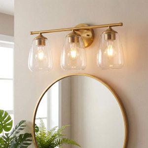 3-Light Vanity Light, Bathroom Wall Light Fixtures with Transparent Bubble Glass Shade