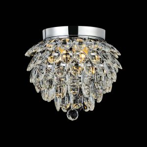 Coniston 3 Light Semi Flush IP44 Bathroom Ceiling Light in Polished Chrome & Clear Crystal
