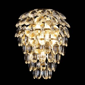 Coniston Large IP44 Bathroom Wall Light in Antique Brass & Clear Crystal