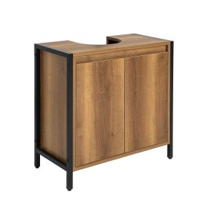 SoBuy BZR63-PF, Under Sink Bathroom Cabinet Slim Bathroom Storage Unit with 2 Doors & Shelf, Freestanding Bathroom Sink Cabinet for Small Bathrooms & Guest Toilets 60x60x30 cm