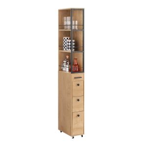SoBuy NSR13-N Ultra-Slim 20cm Rolling Storage Cabinet – 170cm Tall, 3 Drawers & 3 Shelves, Kitchen Gap & Bathroom