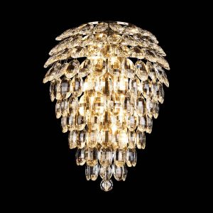 Coniston Tall IP44 Bathroom Wall Light in Antique Brass & Clear Crystal