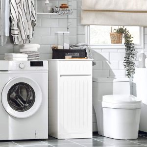 SoBuy BZR110-W, Laundry Cabinet Laundry Chest Bathroom Storage Cabinet, White