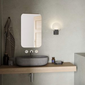 Hester IP44 LED Bathroom Wall Light In Black With Glass Diffuser