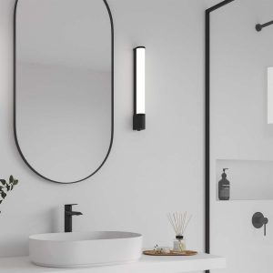 Malaika 49 IP44 LED Bathroom Wall Light In Black with Opal Diffuser