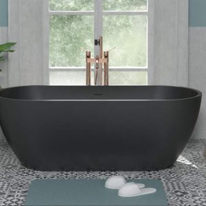 Freestanding 1650mm Oval Bath, Matt Black