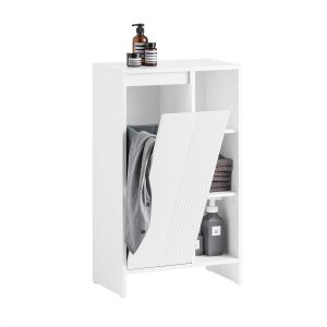 SoBuy BZR156-W, Laundry Cabinet Laundry Chest Bathroom Storage Cabinet with Laundry Basket, White
