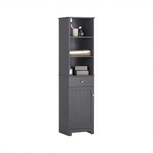 SoBuy BZR17-DG, Bathroom Storage Cabinet with 3 Shelves 1 Drawer 1 Cabinet, Grey