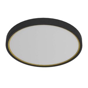 Noxy IP44 LED Bathroom Ceiling Light in Black with Opal Diffuser