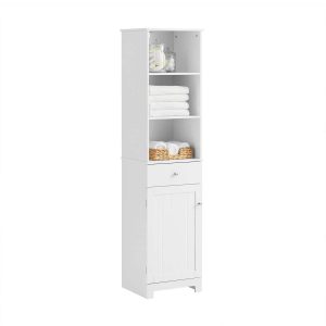 SoBuy BZR17-W, Bathroom Storage Cabinet Unit with 3 Shelves 1 Drawer 1 Cabinet, White