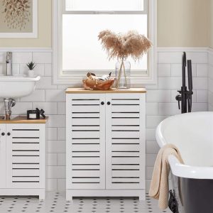 SoBuy BZR41-W, Bathroom Cabinet Bathroom Storage Cabinet Cupboard with 2 Doors, White