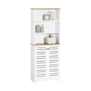 SoBuy BZR44-W, Tall Cupboard Bathroom Storage Cabinet with 3 Shelves and 2 Doors, White