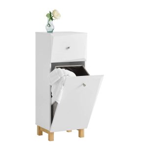 SoBuy BZR93-W, Laundry Cabinet Laundry Chest Bathroom Storage Cabinet, White