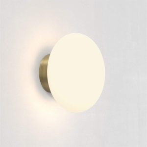 Zeppo IP44 Opal Glass Bathroom Wall Light in Matt Brushed Brass
