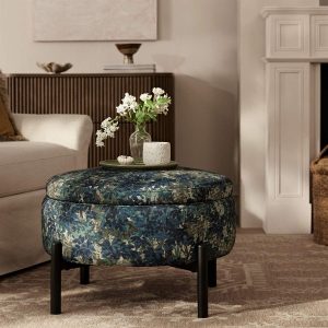 Amboise Round Storage Pouffe, Julien Linen Blend