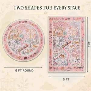 Animal Floral Rug, Soft Washable Area Rug with Non-Slip Backing for Living Room, Bedroom