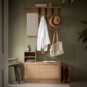 Frances Rattan Hallway Unit with Mirror, Natural