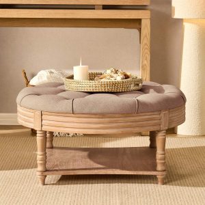 Aubrey Round Coffee Table Pouffe - Oatmeal