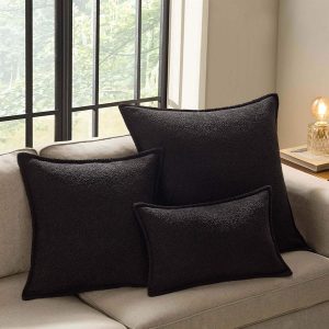 Boucle Sofa Cushion Cover - Black