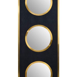 Cardona Black Shagreen Effect Wall Mirror with Gold Frame