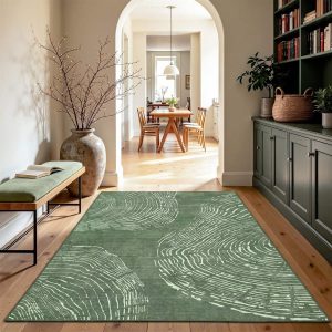 5x7/8x10 Abstract Machine Washable Area Rug, Soft Boho Minimalist Non-Slip Low Pile Carpet, Oeko-Tex Certified