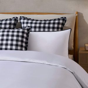 Gingham Square Frill Edge Cushion Cover - Black