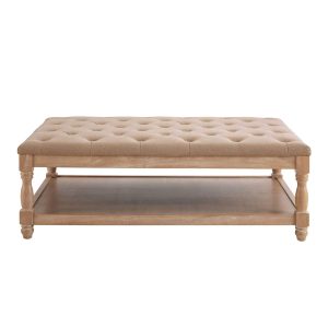 Knaresborough Button Back Coffee Table Pouffe - Oatmeal
