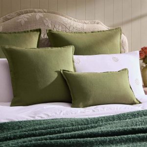 Linen Blend Cushion Cover - Olive Green