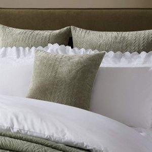 Rome Velvet Greek Matelasse Cushion Cover - Basil