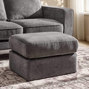 Small Seville Compact Pouffe - Chenille Grey